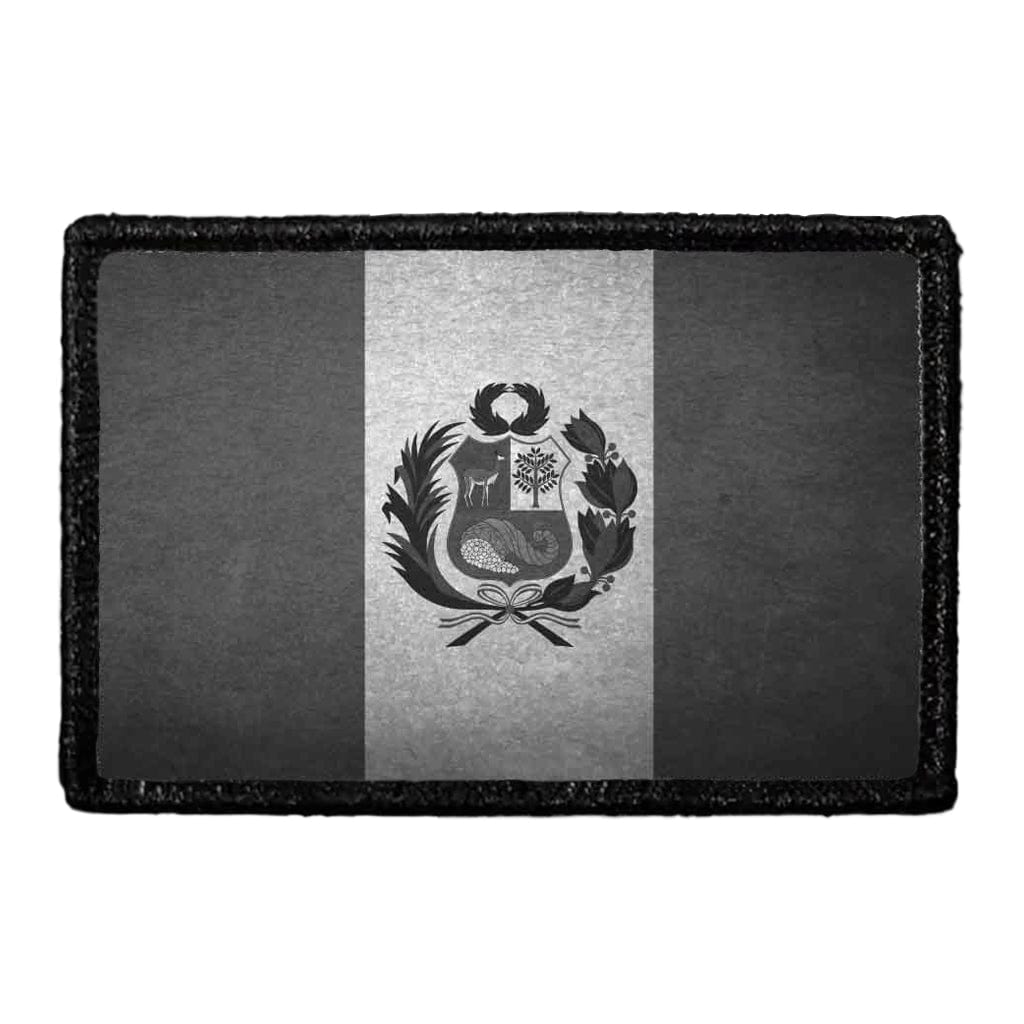 Peru Flag - Black and White - Distressed - Removable Patch