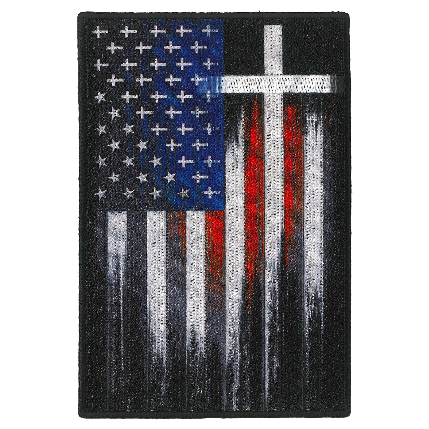 Hot Leathers Flag Crosses 4.5 Embroidered Patch - 3" x 4.5" - Iron-On or Sew-On - PPQ1403