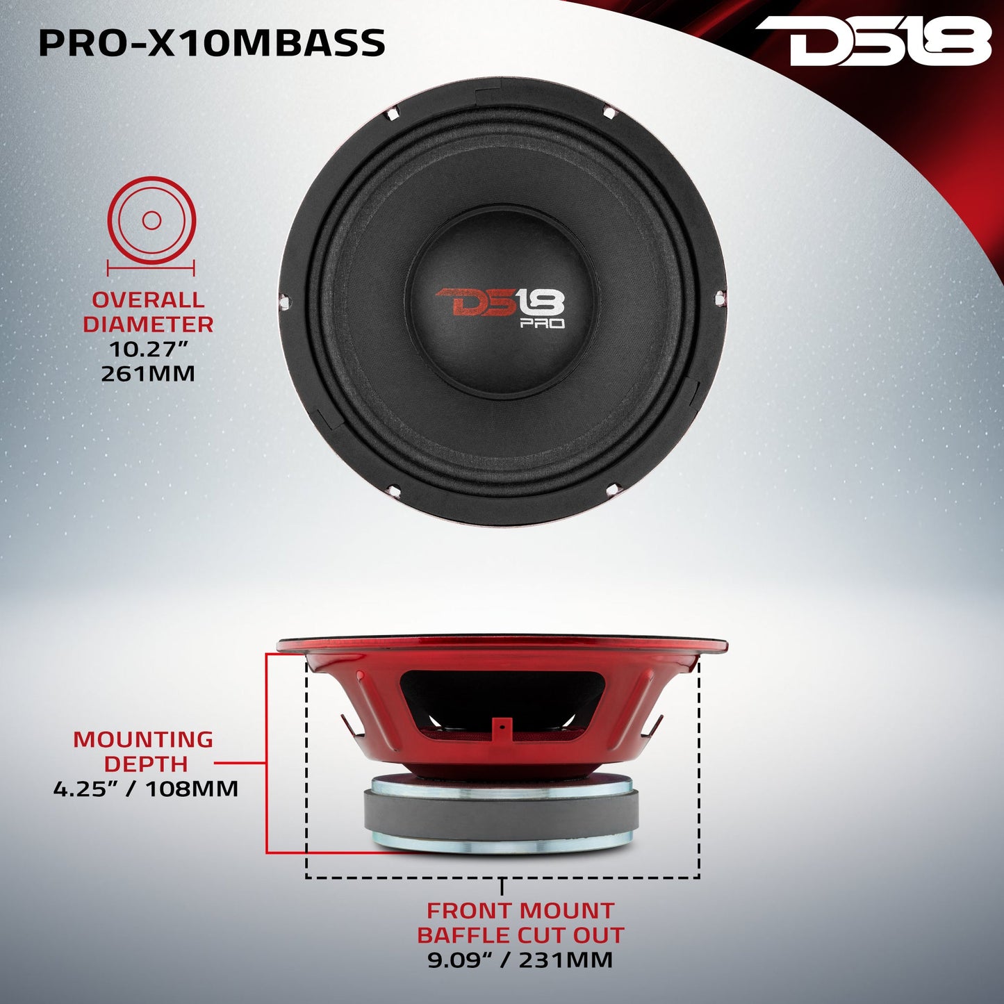 PRO-X 10" Mid-Bass Loudspeaker | 400W RMS 8-Ohm