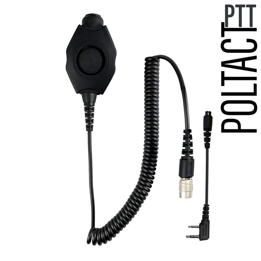 PolTact V1 Tactical Comms Headset w/ Active Hearing Protection & Quick Disconnect (Hirose) Adapter - All Kenwood TK & NEXEDGE (NX) 2-Pin, Baofeng, BTECH, Rugged Radios, Diga-Talk, TYT, AnyTone, Alinco, Relm/BK Radio, Quansheng, Wouxon, Retevis