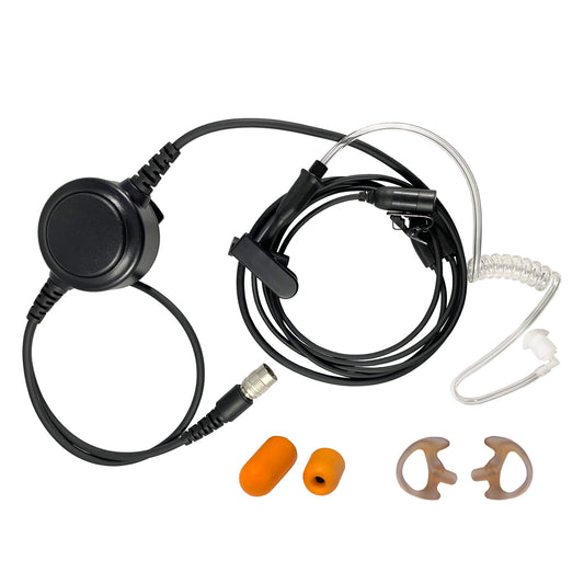 Tactical Mic / Earpiece / PTT Kit With Quick Disconnect (Hirose) Connector - EF Johnson 51, 5000, 5100, 7700, 8100 Series, Ascend, Kenwood VP400, VP600, VP900 & More