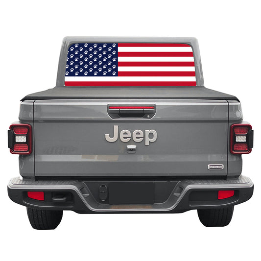 Paws Old Glory Rear Window Decal