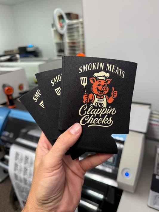 Smokin Meats and Clappin Cheeks Koozie