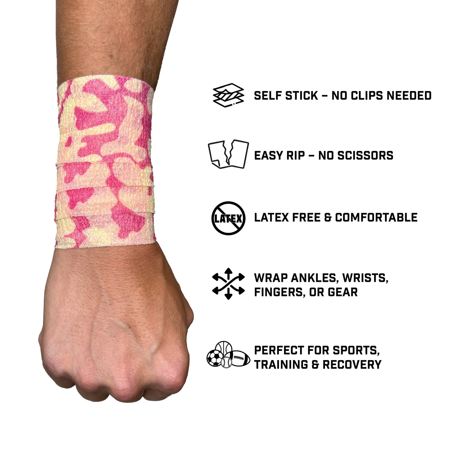 Pink Camo Self Stick Athletic Tape