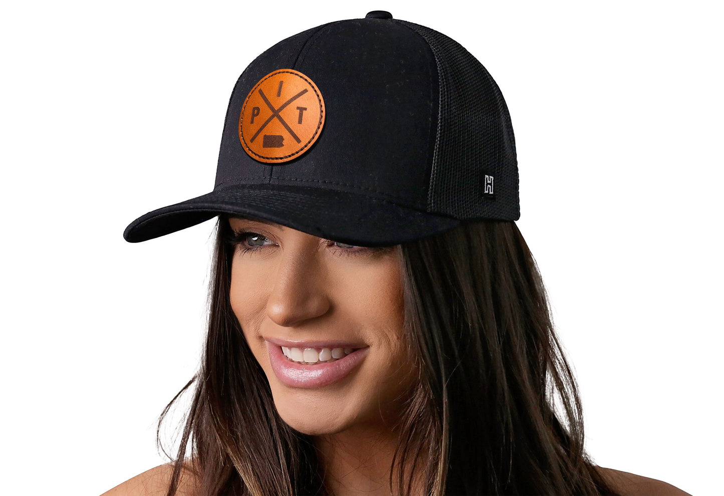 Pittsburgh Trucker Hat Leather | Black PIT X Snapback