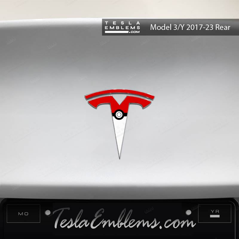 Poké Ball Tesla Emblem Decals (Front + Back) | Model Y