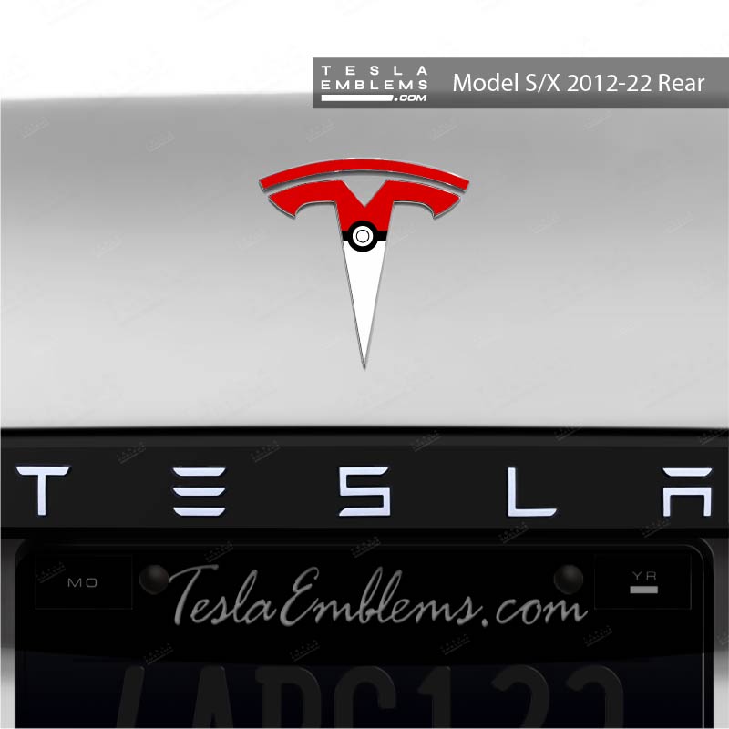 Poké Ball Tesla Emblem Decals (Front + Back) | Model X