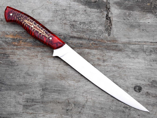 Professional Fillet Knife – 13" with Red Epoxy Resin Handle