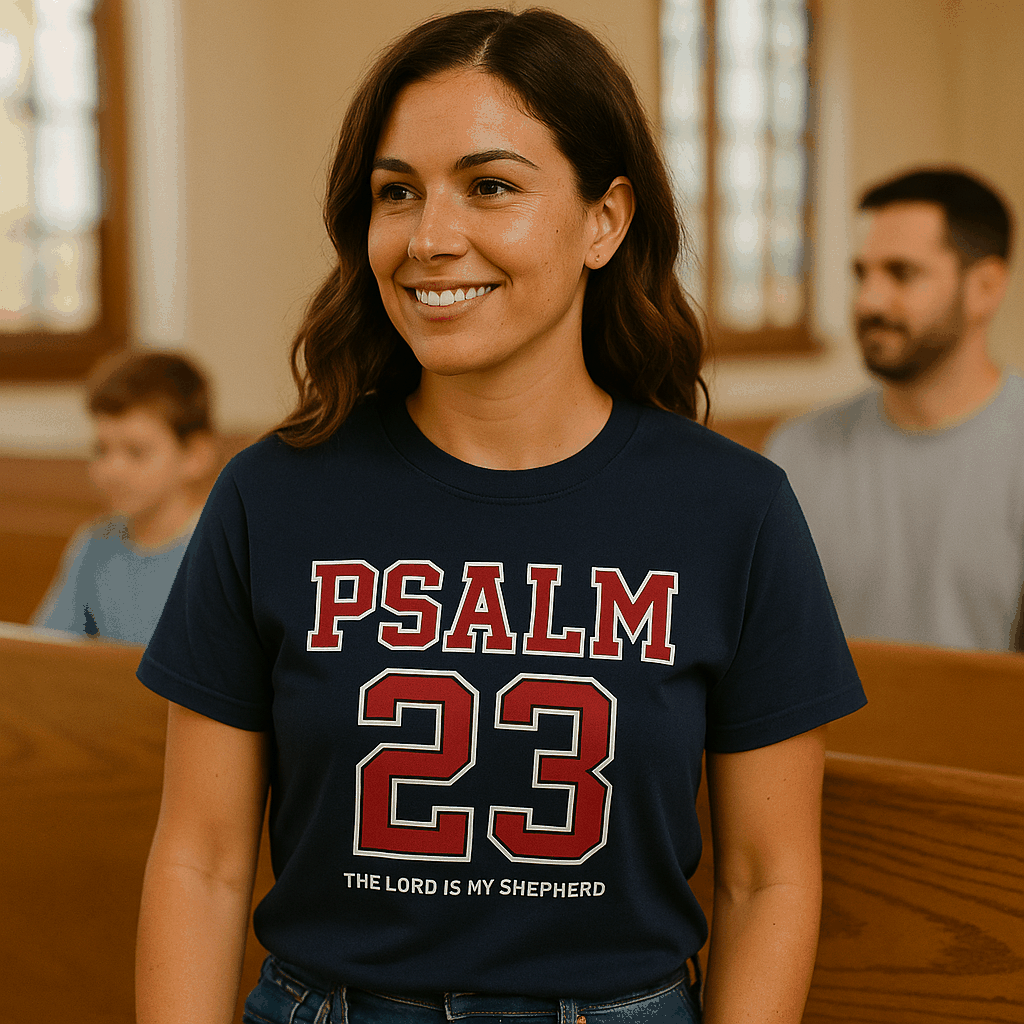 Psalm 23 Christian Shirt – Navy Bible Verse Tee / Faith & Freedom
