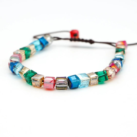 RUBY TREASURE - Glass Cube Accent Bracelet