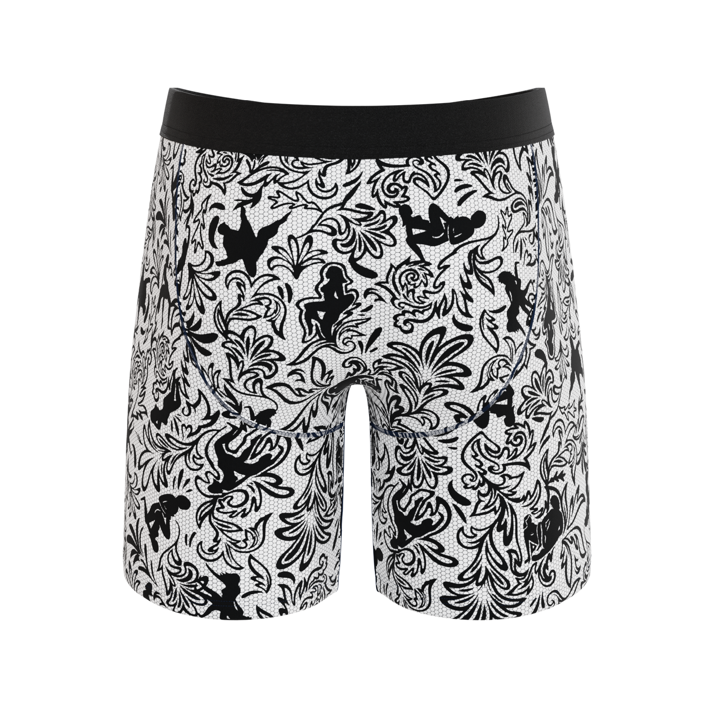 The Racy & Lacy | Provocative Lace Print Long Leg Ball Hammock® Pouch Underwear With Fly