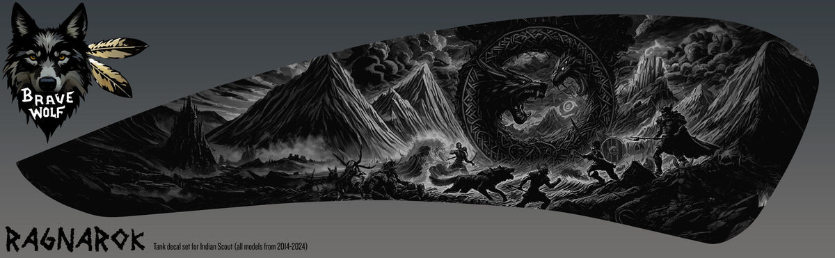 "Ragnarok" Tank Decal Set for Indian Scout (2014-2024) B&W