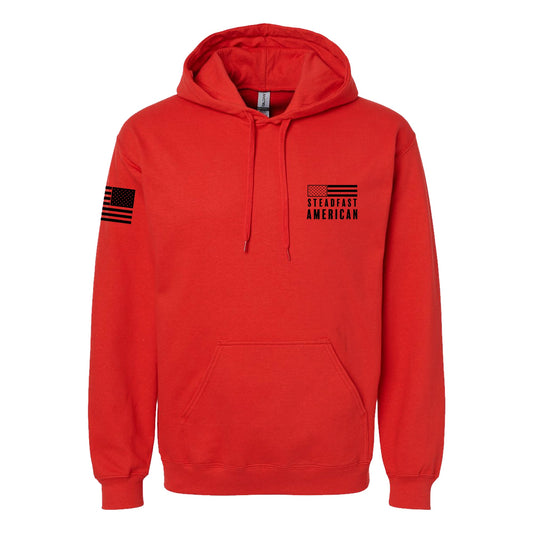 Remember Everyone Deployed (R.E.D.) American Flag, SoftStyle Hoodie, Red