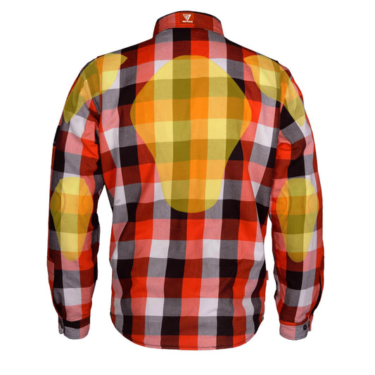 Protective Flannel Shirt - Red Black White Checkered with Pads