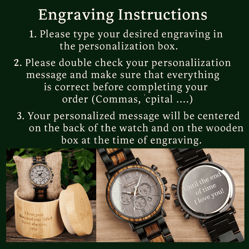 Men’s Engraved Wood Watch