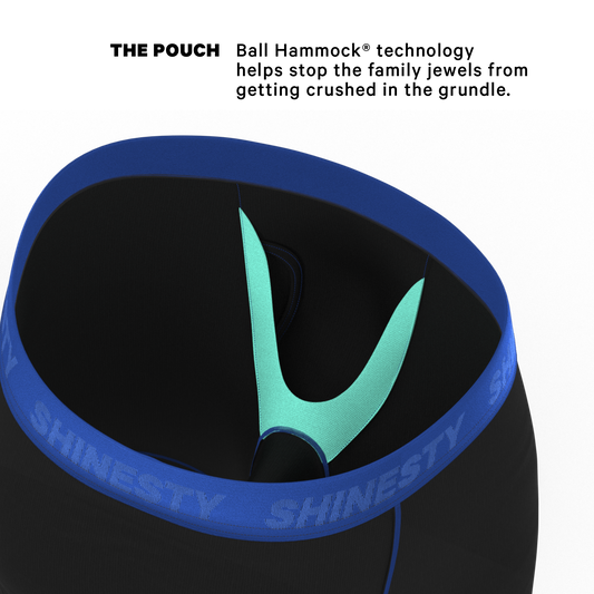 The Rhythm & Blues | Black and Blue Long Leg Ball Hammock® Pouch Underwear With Fly