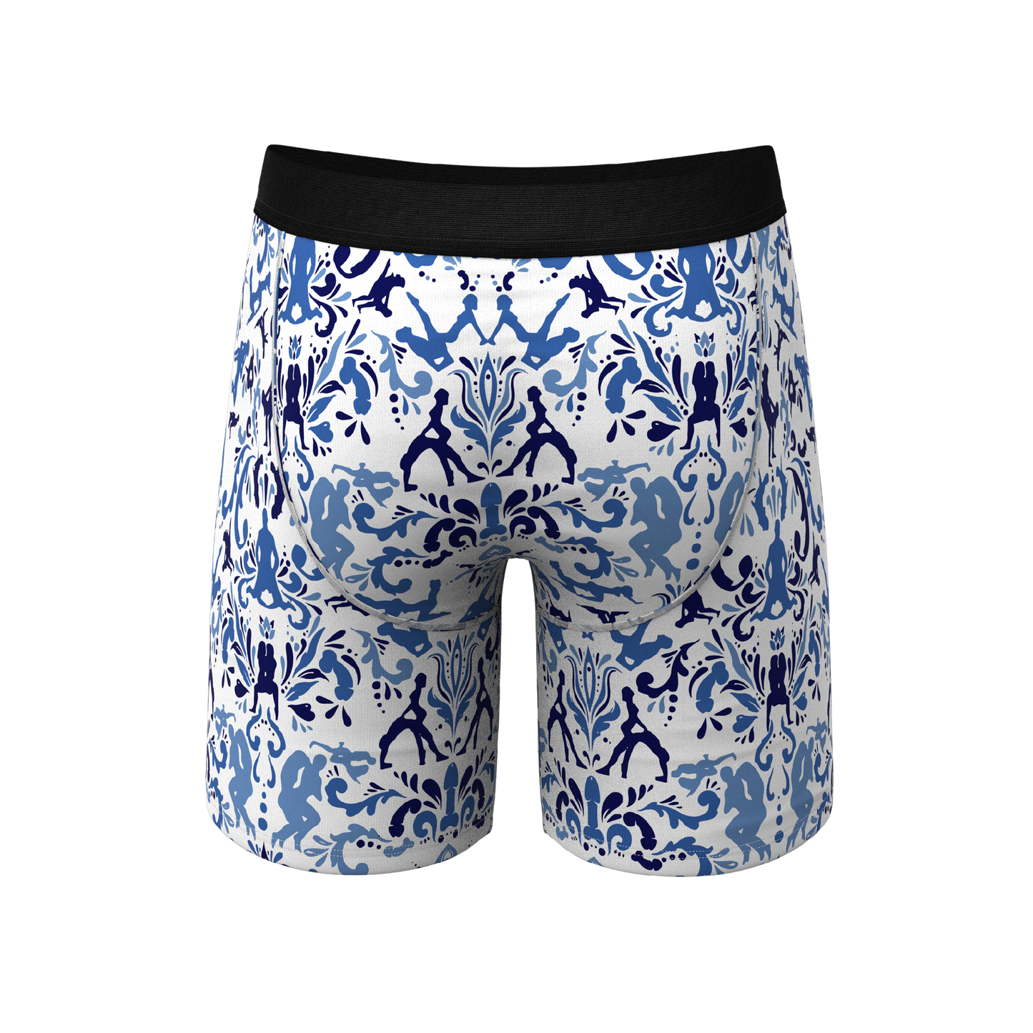 The Risqué Rorschach | Blue Willow Long Leg Ball Hammock® Pouch Underwear With Fly