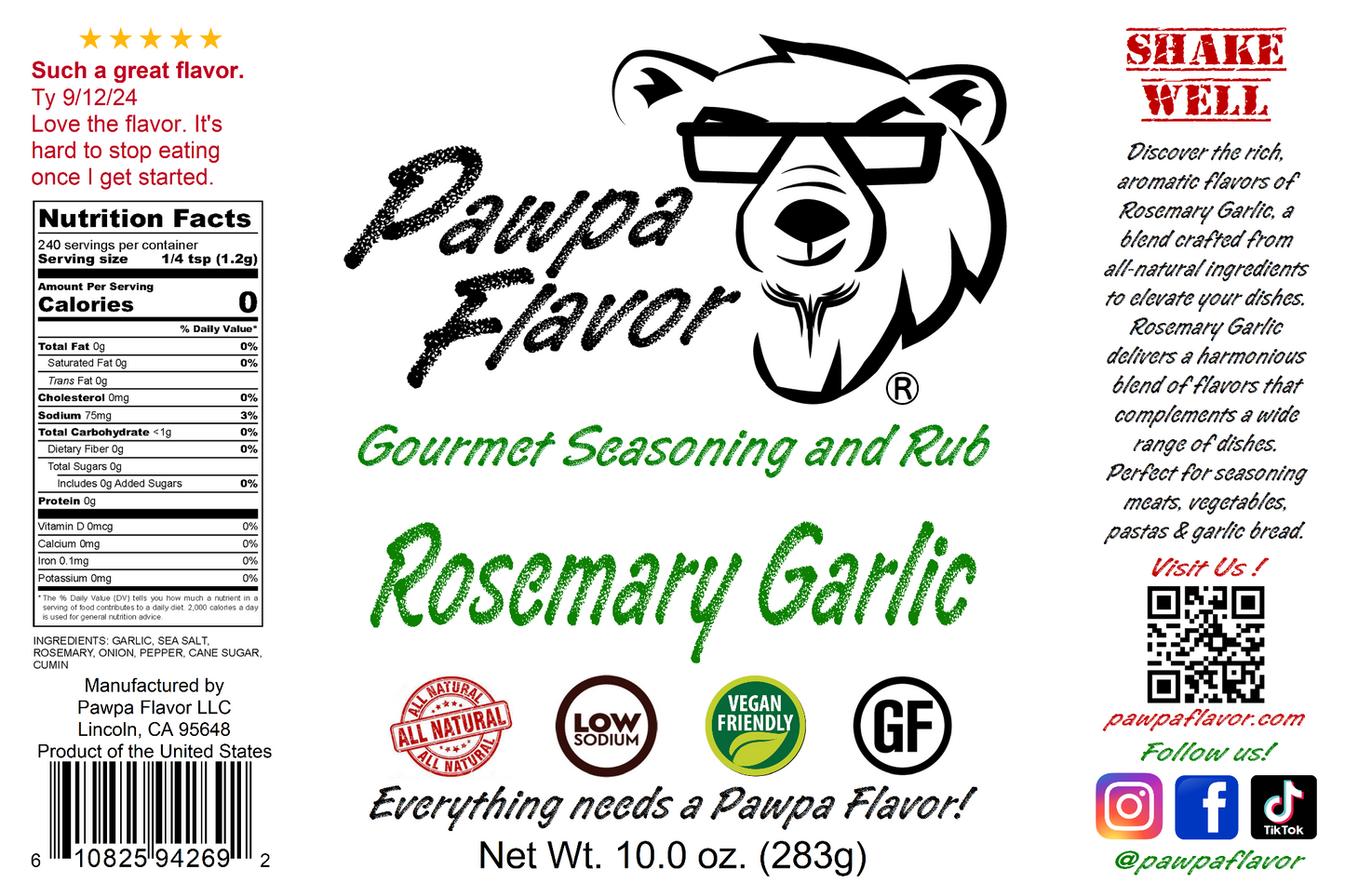 Pawpa Flavor Rosemary Garlic