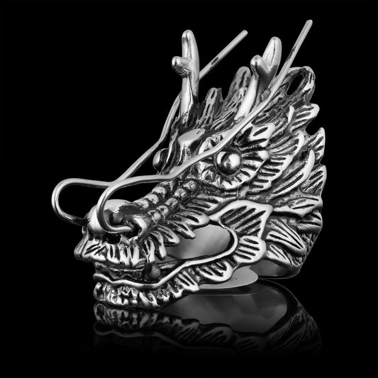 Stainless Steel Eastern Dragon Head Ring