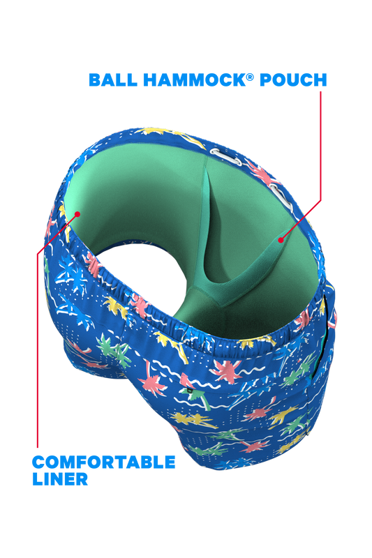 The SPF 69 | Retro Tropical Ball Hammock® Pouch 8" Swim Trunks