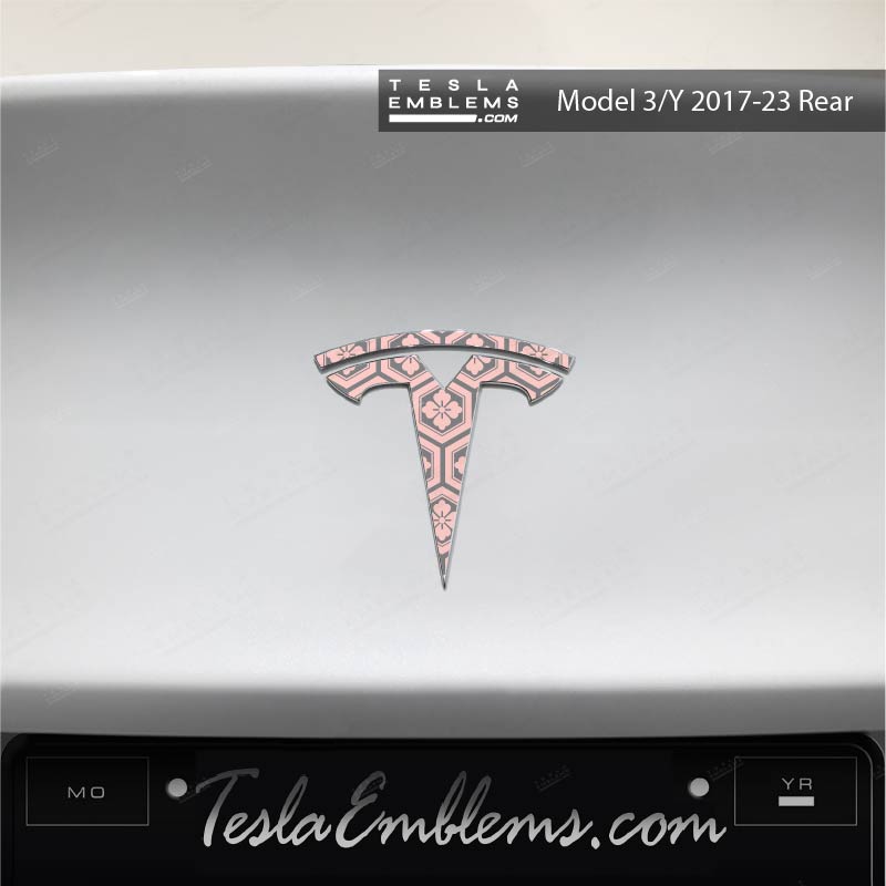 Sakura Hex Tesla Emblem Decals (Front + Back) | Model 3