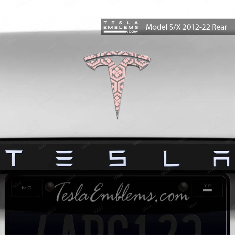 Sakura Hex Tesla Emblem Decals (Front + Back) | Model X