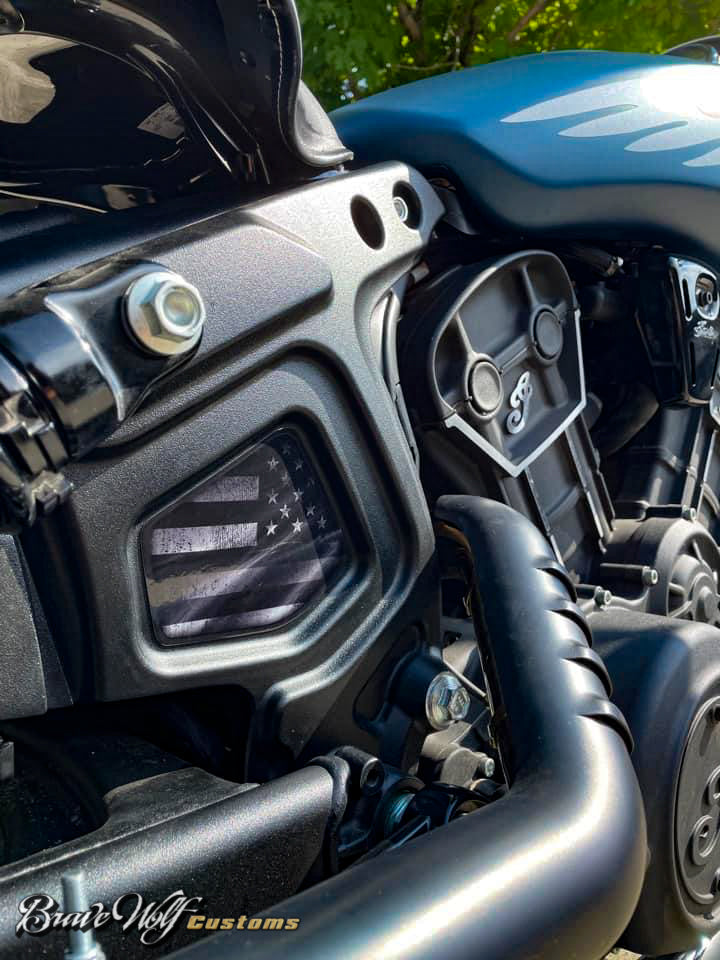 Indian Scout Mid-Frame Insert - B&W Flag