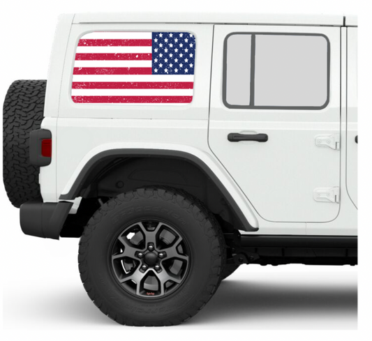 Distressed Old Glory Side Windows Printed Vinyl Decal