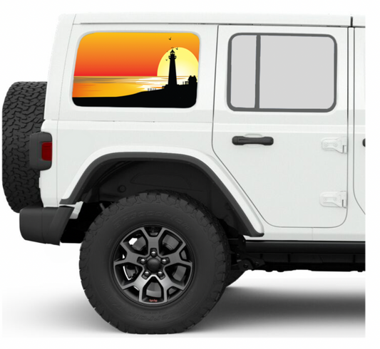 Endless Summer Lighthouse Orange Side Windows Printed Vinyl Decal