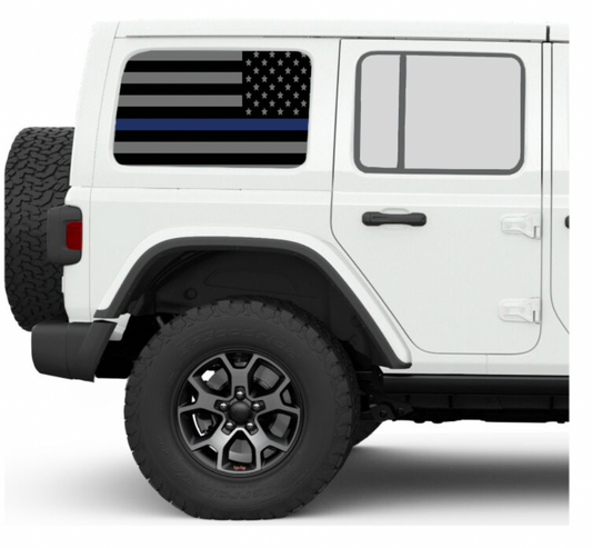 Thin Blue Line Side Windows Printed Vinyl Decal
