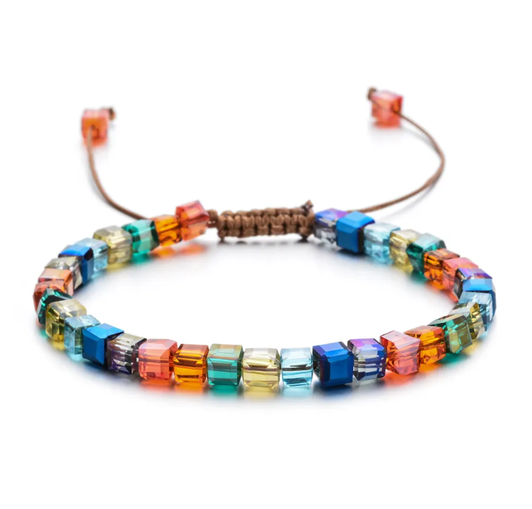 RUBY TREASURE - Glass Cube Accent Bracelet