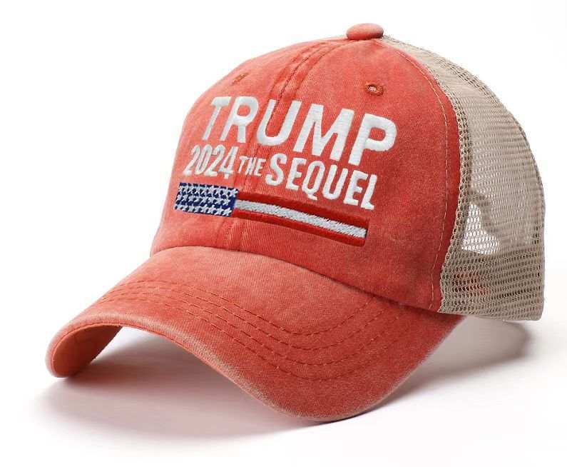 Trump 2024 "The Sequel" Mesh Trucker Hat (Orange) - 9577