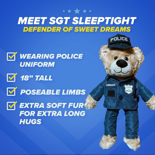 Sgt Sleeptight Police Teddy Bear with Storybook & Sleep System