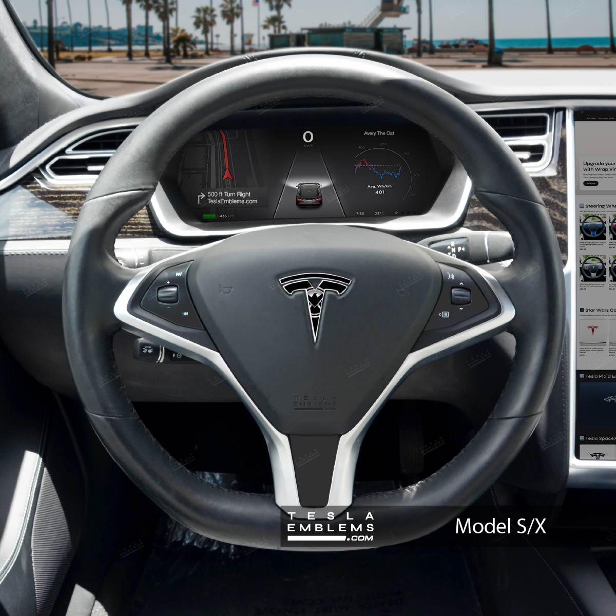 S.H.I.E.L.D. Tesla Steering Wheel Emblem Decal | Model S