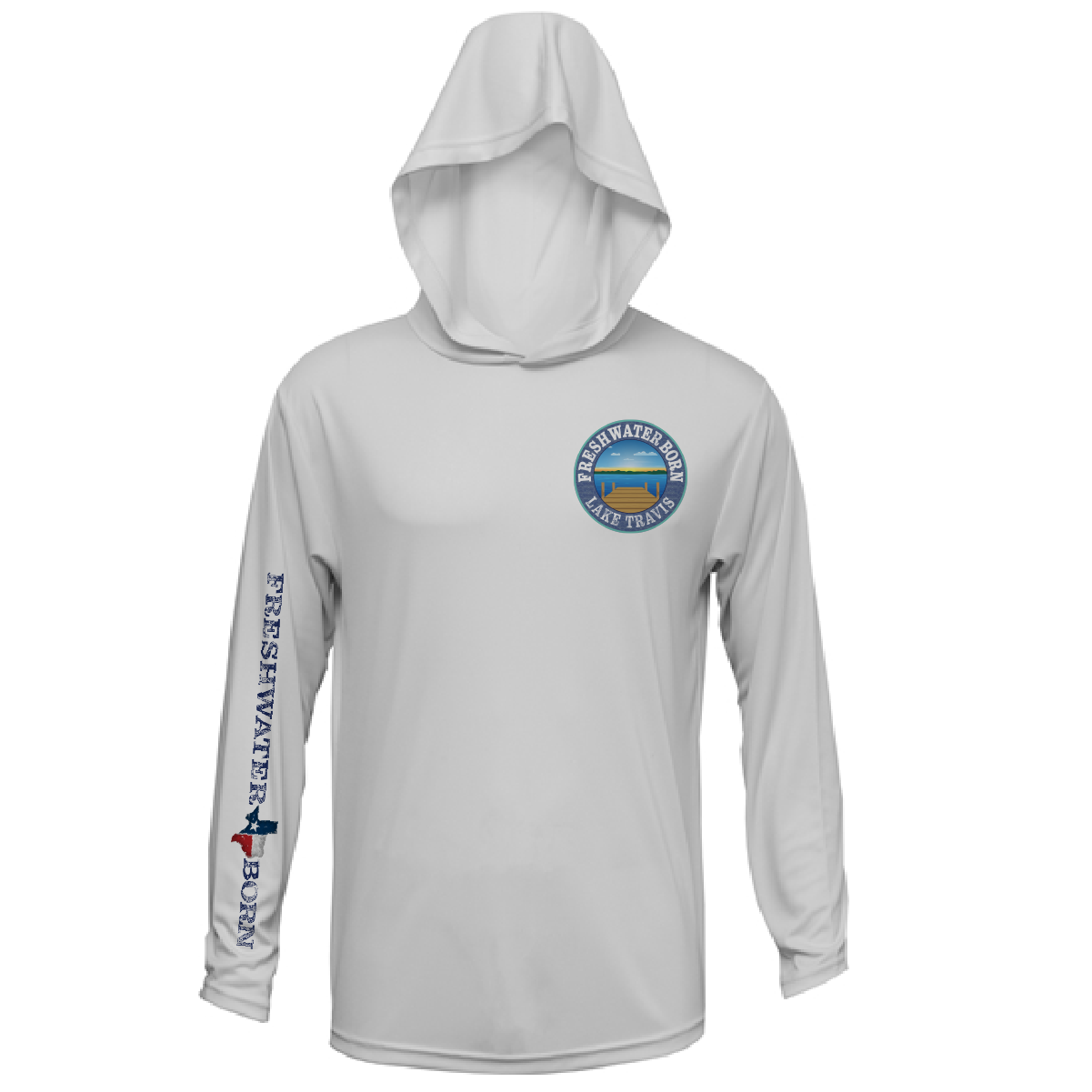 Lake Travis Freshwater Born Kraken Men's Long Sleeve UPF 50+ Dry-Fit Hoodie