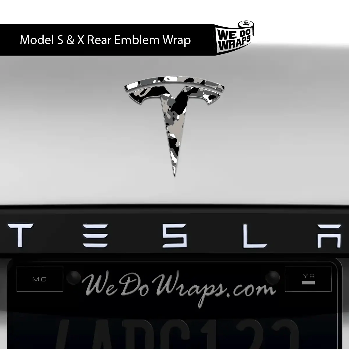 Camo Tesla Emblem Decals (Front + Back) | Model X