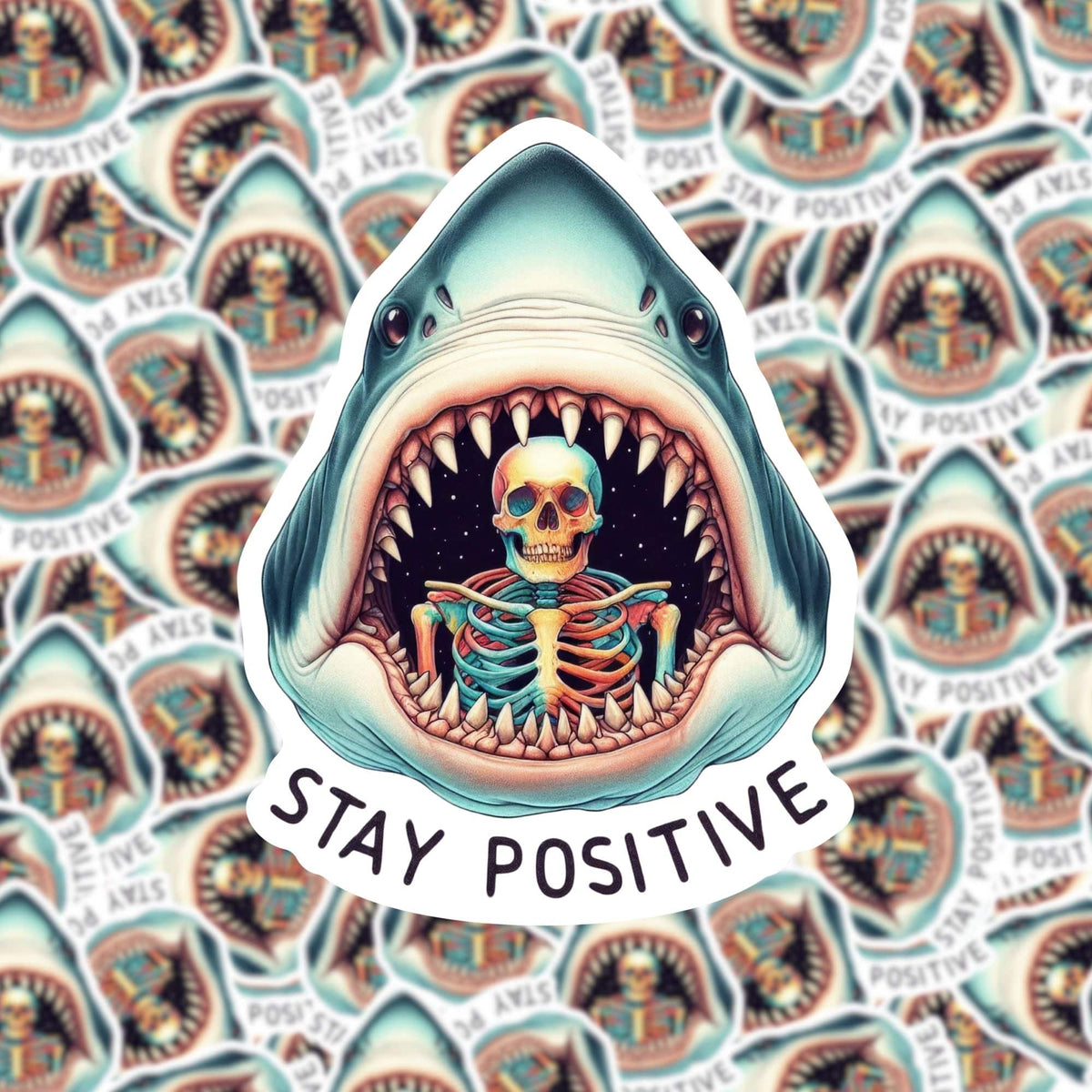 Stay Positive Skeleton Sticker