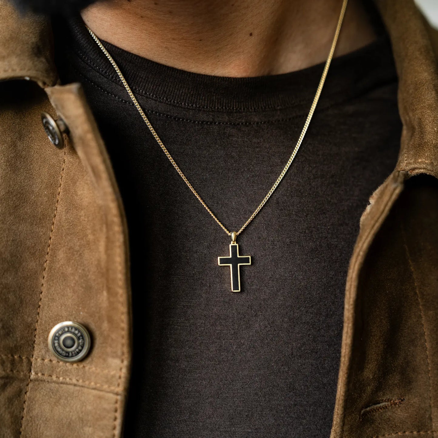Stone Cross Pendant - Gold Set