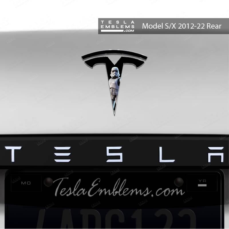 Storm Trooper Tesla Emblem Decals (Front + Back) | Model X