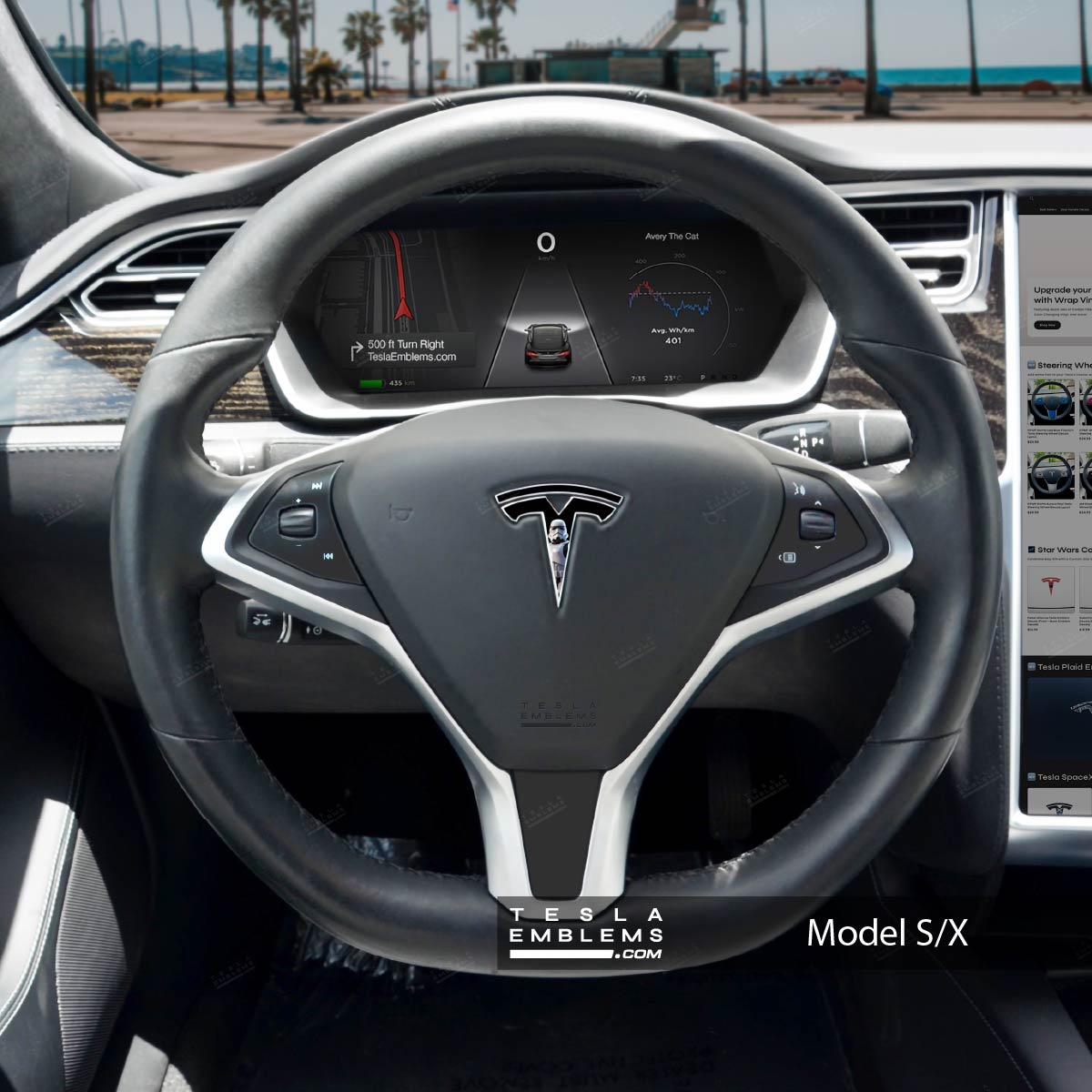 Storm Trooper Tesla Steering Wheel Emblem Decal | Model S