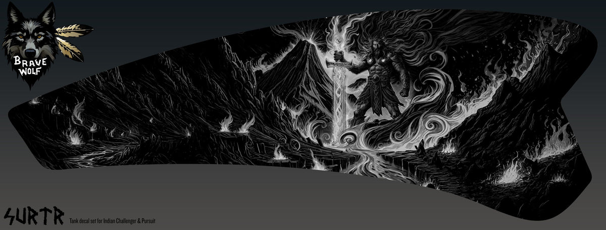 "Surtr" (B&W) Tank Decal Set for Indian Powerplus lineup