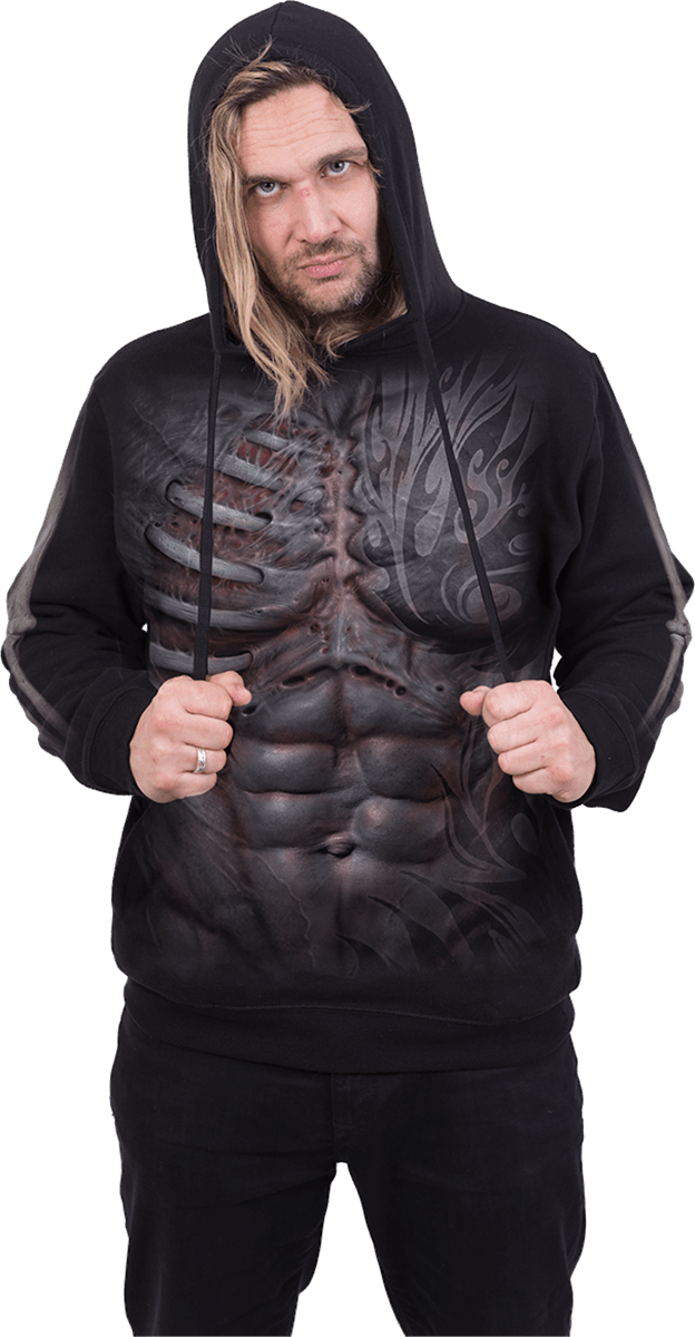 RIPPED - Side Pocket Hoody Black