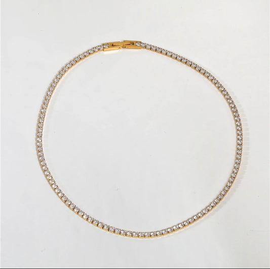 TENNIS GOLD - 18k Gold Plated Zircon Necklace or Bracelet