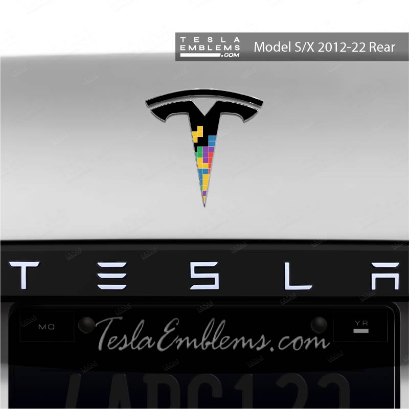 Tetris Tesla Emblem Decals (Front + Back) | Model X