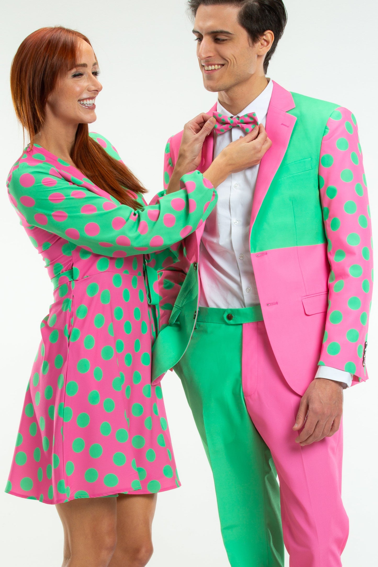 The High Stakes | Derby Pink And Green Polka Dot Wrap Dress