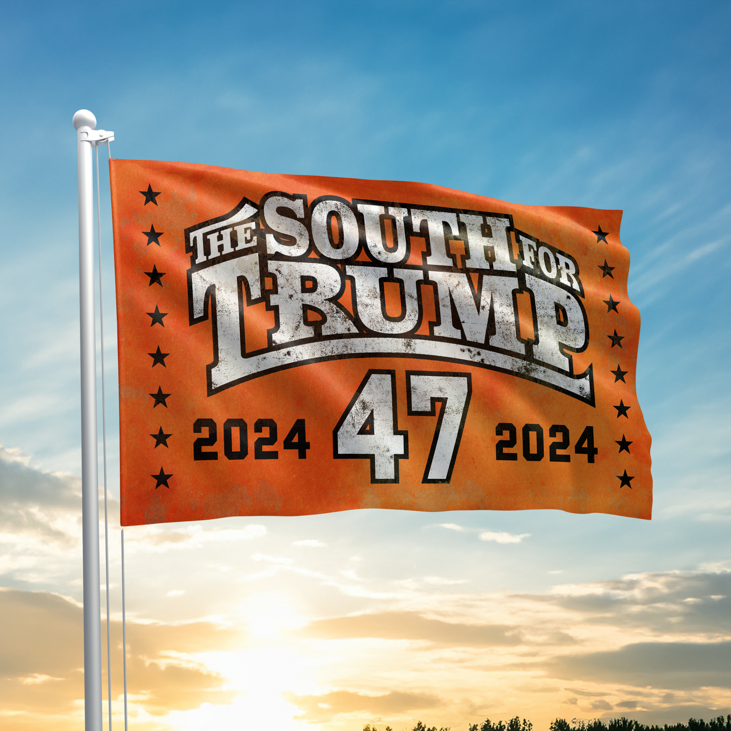 The South For Trump - Black and White - Flag