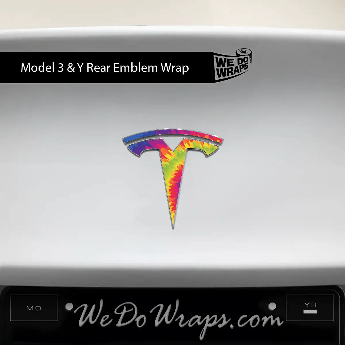 Tie Dye Tesla Emblem Decals (Front + Back) | Model 3
