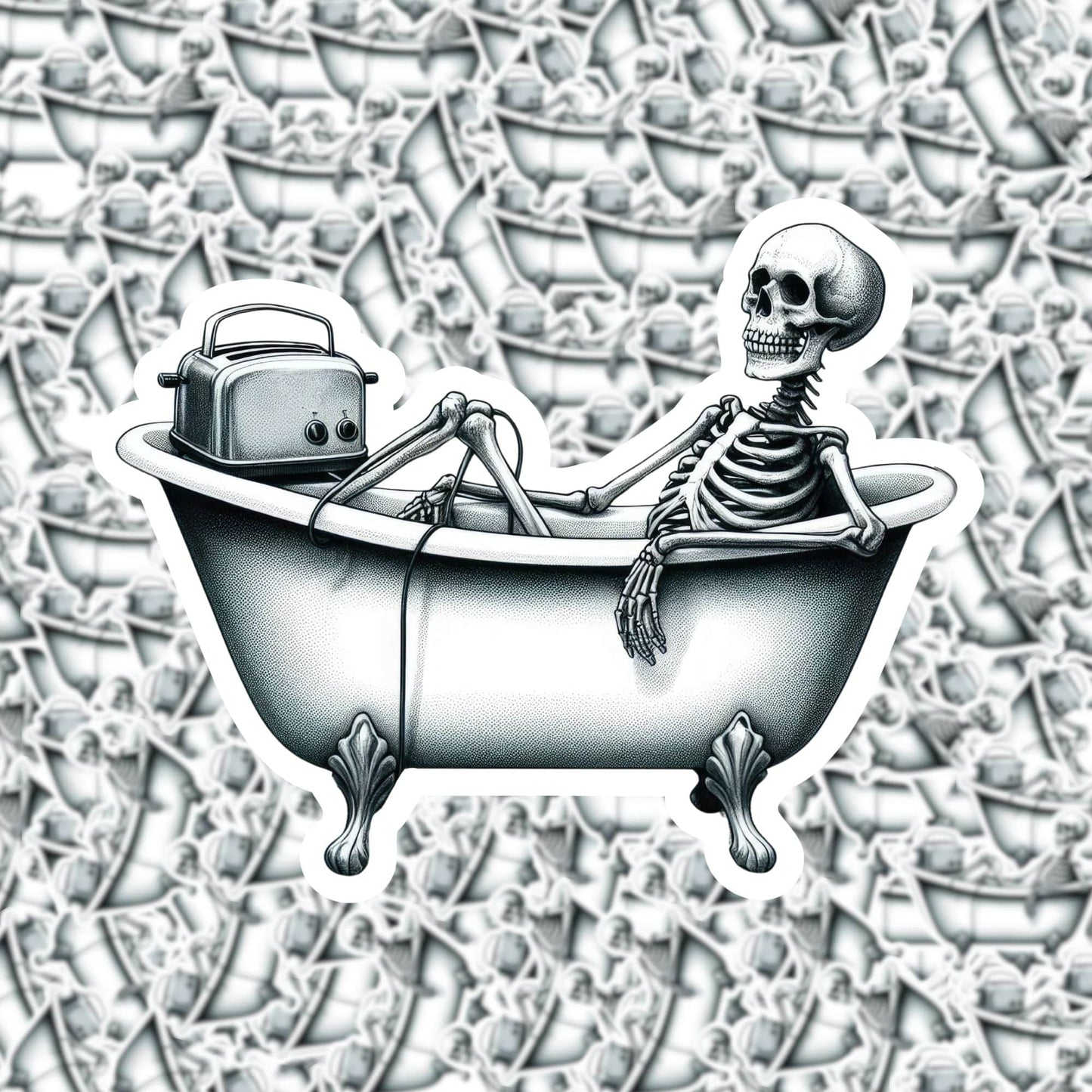 Toaster Bath Skeleton Sticker