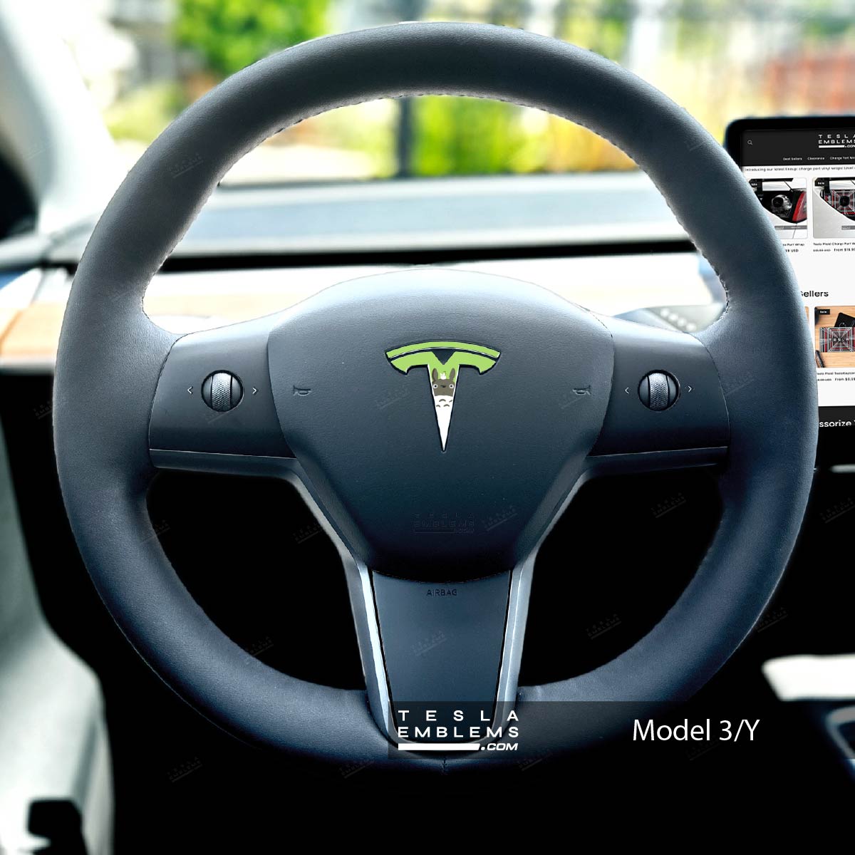 Totoro Tesla Steering Wheel Emblem Decal | Model 3