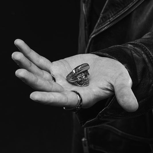 Stainless Steel Trucker Hat Skull Ring